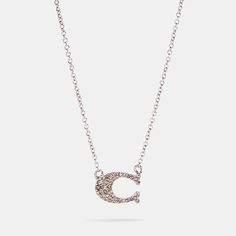 PAVE SIGNATURE NECKLACE | COACH® Outlet Coach Necklace, Signature Necklace, Coach Jewelry, Silver Jewelry Necklace, Coach Outlet, Travel Jewelry, Jewellery Making, Jewelry Necklace, Necklace Silver