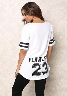 White Flawless Baseball Jersey Top Jersey Outfits, I Got 99 Problems But, I Got 99 Problems, Baseball Sunglasses, 99 Problems, Jersey Outfit, Junior Outfits, Baseball Jersey, Jersey Top