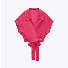 Gorgeous Hot Pink Crop Top Brand New Pink Cropped Top For Work, Satin Playsuit, Pleated Crop Top, Puffy Sleeve Top, Blouse Zara, Zara Tank Top, Satin Crop Top, Zara Blouse, Small Crop Tops