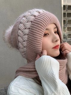 Casual Jacquard 7 Colors Scarf&Hat Set Pink Hats For Cold Weather In Winter, Pink Winter Hat For Cold Weather, Pink Hats For Cold Weather And Winter, Pink Fitted Winter Hat, Corduroy Blouse, Hat Set, Scarf Hat, Gray Light, Cotton Socks