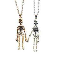 PRICES MAY VARY. Be best friend till you guys died like the skulls hold hands. 【Material & Size】Skull necklace was made of zinc,durable and long lasting. No fade , safety for skin.Chain Circumference: Approx.75cm/29.52inch. Pendant: Approx.6.5x2.4cm/ 2.55x0.94inch 【Vintage Gothic Skull Necklace】 Unique retro death skull design; the skull symbol represents wisdom, rebirth, luck, immortality, vitality, strength and power; wearing skull jewelry not only makes you feel masculine and strong, but also Retro Skeleton, Skeleton Ghost, Women Friendship, Magnetic Necklace, Halloween Retro, Skull Pendant Necklace, Halloween Necklace, Bff Necklaces, Retro Punk