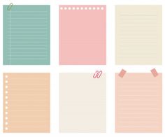 four different colored paper sheets with notepads attached to the top and bottom corners