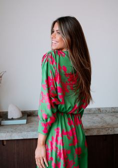 Green And Pink Keeper Dress – Easy Clothes North America Long Dress Long Sleeves, Dress Long Sleeves, Fashion 2024, Green And Pink, Long Sleeve Maxi, Style Maxi Dress, French Fashion, Spring Collection, Long Sleeve Maxi Dress