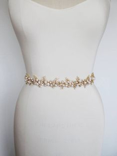 Bridal belt Swarovski crystal and pearl belt Rhinestone | Etsy Pearl And Crystal Bridal Belt, Elegant Cheap Formal Belts, Wedding Belts And Sashes Pearl, Gold Wedding Belt Bridal, Luxury Gold Bridal Belt For Festive Occasions, Wedding Dress Belt Rose Gold, Bridal Belts And Sashes Gold, Gold Belts For Dresses Gowns, Emerald Cut Drop Earrings