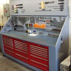 a tool cabinet with many tools on it