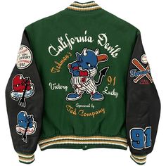 "Tedman's Varsity Jacket. 1991 California Devils, Devil League. Wool body and leather sleeves. High quality. Chenille patches and vintage looped embroidery. Size 42 / L. Pit to pit 24\". Length 26\". Light wear with grazing to the sleeves as displayed. Rare, limited edition, sought after item." Retro Winter Outerwear With Embroidered Graphics, Retro Outerwear With Embroidered Graphics For Fall, Retro Fall Outerwear With Embroidered Graphics, Embroidered Retro Varsity Jacket For Fall, Retro Embroidered Varsity Jacket For Fall, Retro Embroidered Winter Varsity Jacket, Retro Embroidered Varsity Jacket For Winter, Vintage Winter Outerwear With Embroidered Graphics, Retro Embroidered Outerwear For Streetwear