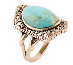 Dive into the cool blue hue of this artisan-crafted ornate composite turquoise ring. From Barse Jewelry. Bohemian Turquoise Ring With Stone Setting, Blue Bohemian Jewelry With Metal Ring, Bohemian Turquoise Rings With Stone Setting, Bohemian Blue Jewelry With Metal Ring, Bohemian Style Open Turquoise Ring, Blue Bohemian Jewelry With Stone Setting, Elegant Turquoise Ring With Stone Setting, Bohemian Rings With Intricate Design, Antique Handmade Turquoise Blue Ring