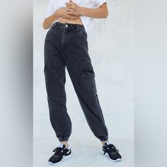 Pacsun Black '90s Boyfriend Cargo Pants Size 23 Never Worn , New Without Tag (Nwot) Bring Tomboy Style To Your Everyday Look With The New Black '90s Boyfriend Cargo Pants From Pacsun. These High-Rise Pants Feature Elastic Ankle Cuffs And A Fitted Construction That's Baggy Throughout The Leg. It Gets Updated With Cargo Side Pockets And A Classic Black Wash. Black Wash Cargo Side Pockets Elastic Ankle Cuffs Zip Fly, Button Closure 100% Cotton Machine Washable High-Rise 90s Black Wide Leg Cargo Jeans, Grunge Cargo Pants For Spring Streetwear, Spring Grunge Cargo Pants For Streetwear, Spring Grunge Streetwear Cargo Pants, High Rise Casual Cargo Pants For Streetwear, 90s Style Black Cotton Cargo Pants, Hip Hop High Rise Bottoms For Spring, 90s High Waist Cargo Pants For Streetwear, 90s Baggy Straight Leg Parachute Pants