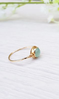 Chalcedony Ring,Gemstone Ring,Birthstone Ring,March Birthstone,Turquoise Ring,Minimal Ring,14k Gold Blue Ring,Light Blue Ring,Stackable Ring Dainty Natural Stone Promise Rings, Dainty Promise Ring With Natural Stones, Adjustable Aquamarine Gemstone Rings, Gold Aquamarine Gemstone Ring, Minimalist Aquamarine Gemstone Rings, Turquoise Gemstone Moonstone Ring, Minimalist Aquamarine Ring For Gift, Minimalist Aquamarine Ring Gift, Turquoise Aquamarine Birthstone Ring