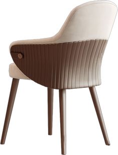 a white and brown chair with wooden legs