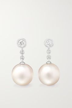 White 18-karat white gold, pearl and diamond earrings | MIKIMOTO | NET-A-PORTER Classic White Gold Pearl Earrings, Classic Platinum Pearl Earrings For Formal Occasions, Classic Silver Platinum Pearl Earrings, Luxury Platinum Pearl Earrings For Wedding, Luxury Platinum Pearl Earrings For Formal Occasions, Elegant Platinum Pearl Earrings For Formal Occasions, White Platinum Hallmarked Earrings, Luxury Platinum Pearl Earrings, Fine Jewelry Platinum Pearl Earrings For Wedding