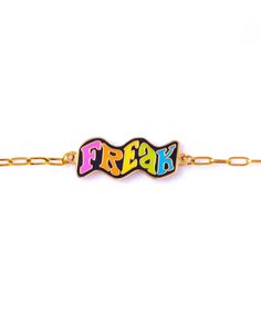 Freak Adjustable Bracelet-Yellow Owl Workshop-Strange Ways Novelty Gold Metal Jewelry, Trendy Adjustable Chain Bracelet For Friendship, Trendy Gold Name Bracelet For Friendship, Trendy Gold Friendship Bracelet, Trendy Gold Friendship Name Bracelet, Nickel-free Metal Chain Bracelet For Friendship, Trendy Gold Friendship Jewelry, Trendy Gold Jewelry For Friendship, Adjustable Enamel Charm Bracelet For Gift