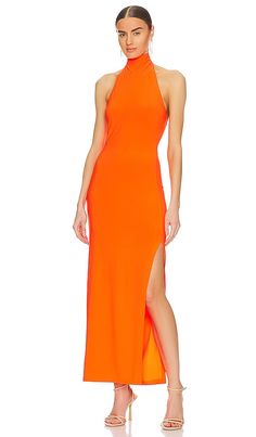 @kaylanikol (Kayla Meyer) - wedding guest dresses - Benable High Neck Halter Dress, Heeled Sneakers, Sleeping Bag Coat, Orange Gown, Turtleneck Dress Sleeveless, High Heel Sneakers, Norma Kamali, Turtle Neck Dress, Revolve Clothing