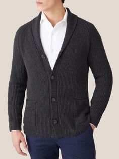 Our staple cardigan is meticulously crafted in Bergamo, Northern Italy, from sumptuous four-ply cashmere. With a substantial weight of approximately 800 grams and a refined gauge 5 knit, it offers effortless comfort and a cosy structure. The ribbed shawl collar drapes elegantly, adding a touch of heritage charm to any ensemble. Finished with classic horn buttons and double-front patch pockets, it embodies timeless craftsmanship.     We are proud to source only the finest A-grade fibres to produc Winter Trousers, Shawl Collar Cardigan, Shawl Cardigan, Cashmere Jumper, Collar Cardigan, Northern Italy, Fine Yarn, Bergamo, Cashmere Cardigan