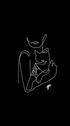 a black and white drawing of a person with a cat on their lap, in the dark