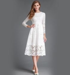 Crafted with intricate lace fabric, this European-American inspired maxi dress features a classic round neckline, conventional sleeves, and a grand full skirt that brings a graceful air to any ensemble. Collage and splicing techniques create a sleek and stylish look. Size information: size： S, M, L, XL, XXL Formal A-line Lace Maxi Dress, Elegant Lace Midi Dress Fit And Flare, Elegant Maxi Dress With Contrast Lace, Lace Fit And Flare Midi Dress For Wedding, White A-line Lace Dress With Lace Patchwork, Elegant Spring Midi Dress With Contrast Lace, Elegant Spring Dress With Contrast Lace, Elegant Midi Dress With Contrast Lace For Spring, Midi Length Lace Dress With Lace Patchwork