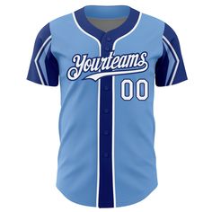 Custom Light Blue White-Royal 3 Colors Arm Shapes Authentic Baseball Jersey Baseball Jersey Men, Logo Wear, St. Patricks Day, Orange Texas, Alpha Kappa Alpha, White Jersey, Custom Lighting, Sleeveless Crop Top, Number 3