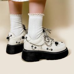 Party Lace-up Heels With Metal Feet, Party Heels Made Of Synthetic Material, Low-top Leather Heels For Parties, Leather Party Heels, Leather Low-top Heels For Parties, Kawaii Streetwear, Chunky Platform Shoes, Japanese Korean Fashion, Victorian Era Fashion