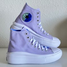 Converse Move High Top Platform Sneaker. A Bold, Projectile Platform Brings An Unexpected Edge, Without The Bulky Weight. Meanwhile, A Soft Pastel Lavender Purple Colored Canvas Adds A Pop Of Color To Any Outfit. The Platform Is Very Soft And Comfortable To Wear Throughout The Day. Condition: New Size: Youth 4.5 = Women's 6.5 Color: Moonstone Violet/Royal Pulse Style Code: A02493c -High Top Platform Sneaker. -Ortholite Cushioning For All-Day Comfort. -A Recycled Mesh Lining Keeps It Breathable. -Lavender Purple Colorway Elevates Your Look. -Lightweight, Projectile Platform Adds Height. Please Note: Box Has No Lid From A Clean And Smoke-Free Home. Will Be Packaged With Care! Tags: Conv Converse Shoes Light Purple, Moonstone Converse, Amethyst Platform Converse, Lavender Platform Converse, Converse Move Platform, Converse Move, Pastel Lavender, Purple Shoes, Note Box