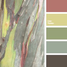 the color palette is green, brown, and yellow with some red on it's bark