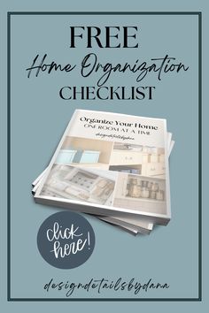 the free home organization checklist is shown in this graphic file, with text overlaying it