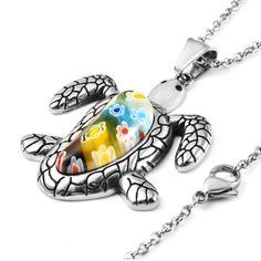 Beautiful Murano Glass Turtle Pendant Set In Oxidized Stainless Steel. Necklace Is 20". All Jewelry Is New And Comes In Jewelry Pouch Or Gift Box. Bundle 3 Or More Items Receive Free Shipping. Other Listings, Chic, Boho, Classy, Glass, Beads, Sterling Silver, Stainless Steel, Tropical, Oceanic, Coastal, Traditional, Rainbow, Colors, Blue, Green, Red, Black, Silver, Orange, Pink, Purple, Yellow, Clear, Modern, Gothic, Natural, Stone, Crystal, Gemstone, Durable, Unique, Gift, Nature, Natural, Ring Alien Necklace, Coastal Traditional, Glass Turtle, Mickey Mouse Necklace, Wedding Studs, 20 Inch Necklace, Mesh Necklace, Blue Beaded Necklace, Turtle Pendant