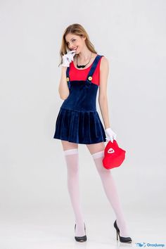 Orcajump - Halloween clothes female adult Mary performance clothes Mario clothes female straps short skirt stage - Final Sale Mario Clothes, Brothers Costumes, Super Mario Bros Costumes, Girly Costumes, Super Mario Luigi, Super Mario And Luigi, Halloween Clothes, Mario Luigi, Halloween Fancy Dress