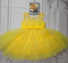 Yellow toddler girl dress, Toddler girl baby dress with headband Yellow Princess Dress For Spring Dress-up, Fitted Yellow Princess Dress For Summer, Fitted Princess Tutu Dress For Summer, Yellow Summer Party Tutu Dress, Yellow Princess Dress For Birthday In Spring, Cute Yellow Princess Dress For Party, Princess Style Summer Dress For First Birthday, Princess Style Dresses For First Birthday In Summer, Cute Yellow Princess Party Dress