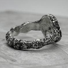 Project50g | Byzantium ring - Unusual ring with cracks and patterns – project50g Silver Sterling Jewelry With Unique Texture, Hand Forged Metal Rings, Sterling Silver Jewelry With Unique Texture, Unique Hand Cast Round Rings, Artisan Hand Cast Round Rings, Unique Hand Cast Metal Rings, Brutalist Hand-forged Open Ring Jewelry, Silver Jewelry With Unique Texture, Unique Silver Jewelry With Unique Texture