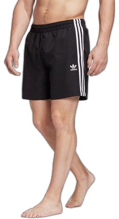 Adidas Sports Nylon Shorts, Adidas Nylon Sports Shorts, Adidas Sporty Nylon Shorts, Summer Sportswear Bottoms With Three Stripes, Adidas Black Nylon Bottoms, Black Nylon Adidas Bottoms, Adidas Logo Sportswear Shorts For Summer, Casual Athletic Shorts With Side Stripes For Summer, Black Bottoms With Three Stripes For Sports Season