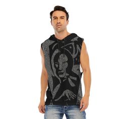 Sleeveless Hoodie Dark Goth Artwork Graphic Design Street Fashion Hoodie Vest Goth Artwork, Black Goth, Hoodie Vest, Sleeveless Hoodie, Sleeveless Pullover, Goth Fashion, Graphic Hoodie, Graphic Hoodies, Street Fashion