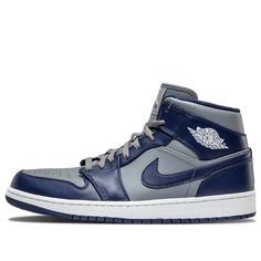 Air Jordan 1 Mid 'Georgetown' 554724-006 (AJ1/SNKR/Retro/Men's/Mid Top/Basketball/Wear-resistant) Jordan Mid, Mid Top, Retro Men, Air Jordan 1 Mid, Air Jordan, Jordan 1, Jordan, Air Jordans, Navy