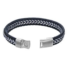 Add a stylish new element to your daily look with this LYNX men's braided blue leather bracelet. Add a stylish new element to your daily look with this LYNX men's braided blue leather bracelet. Braided blue leather Chain type: foxtail Metal: stainless steel Length: 8.5 in. Packaging: pouch Finish: polished Size: 8.50. Color: Multicolor. Gender: male. Age Group: adult. Modern Blue Leather Bracelet, Modern Adjustable Blue Braided Bracelets, Modern Adjustable Blue Braided Bracelet, Adjustable Blue Leather Strap Bracelets, Casual Silver Leather Braided Bracelet, Casual Blue Bracelets For Everyday Use, Casual Blue Bracelets For Everyday, Packaging Pouch, Leather Cord Bracelets