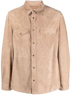 Brunello Cucinelli button-up Suede Shirt - Farfetch Classic Collared Leather Shirt, Light Brown Leather, Leather Shirt, Sweaters Knitwear, Suede Jacket, Mens Outerwear, Button Shirt, Green Jacket, Brunello Cucinelli