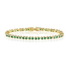 Add a pop of color to your stack with our new Summer colors in the Bezel Tennis Bracelet. Available in Emerald, Clear, Pink, and Sapphire Blue. 6 1/2" Made to last Water & tarnish resistant CZ Stones Emerald Bracelet Gold, Emerald Tennis Bracelet, Bracelet Emerald, Emerald Band, Stackable Bangles, Birthday Bracelet, Emerald Bracelet, Gold Plated Bangles, Wedding Jewelry Bracelets