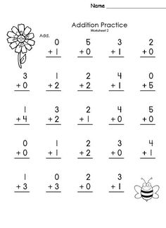 addition practice worksheet for kids to help them learn how to use the numbers