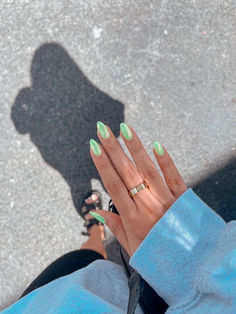 Metallic green nails Texas Spring, Hijau Neon, Green Nail, Neon Nails, Pretty Acrylic Nails