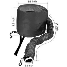 an image of a large black bag on the back of a chair with measurements for it