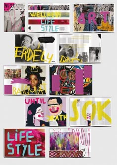 an assortment of different types of posters on a white background with the words'life style'written across them