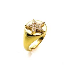 Add a bright and romantic touch to your look with JIWIL's Pave CZ Star Pinky Ring, featuring a stunning star pendant on top of a round base, adorned with shiny CZ stones. Pair this ring with other dainty rings to create your own stack. Made from Sterling Silver Gold Vermeil Clear CZ Stones Star Size: 12 MM Adjustable Fits Sizes Between 4-5 Dainty Rings, Pave Ring, Pinky Ring, Dainty Ring, Star Pendant, Cz Stone, Adjustable Rings, Gold Vermeil, Heart Ring