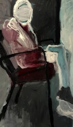 a painting of a person sitting in a chair