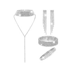 PRICES MAY VARY. Chic jewelry set: you will get 3 types of women's crystal rhinestone jewelry, including 1 piece of crystal long tassel choker necklaces, 1 piece of crystal bracelets，1 piece of crystal anklet and 1 pairs of crystal dangle earrings, which can meet your daily and party needs. Delicate and shiny: the crystal chain choker necklaces bracelets earrings are characterized by the shiny crystal rhinestone design, the collision of chicness and elegance makes them exquisite and eye-catching Crystal Fringe, Crystal Cuff Bracelet, Crystal Anklet, Rhinestone Choker Necklace, Crystal Jewelry Sets, Crystal Bangle, Crystal Dangle Earrings, Rhinestone Choker, Crystal Chain