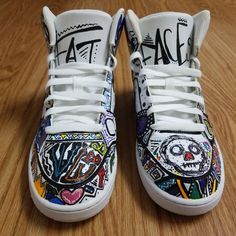 Hi Guys, Now Taking Orders For Custom 1of1 Handpainted Sneakers! Sneakers Are Painted Using Waterproof/Washable Leather Paint, Each Pair Is Made To Order! Message Me For More Details/Questions! Nike Custom Sneakers With Waterproof Paint, Waterproof High-top Sneakers For Streetwear, Multicolor Waterproof High-top Sneakers, Custom Lace-up Sneakers With Waterproof White Sole, Waterproof Lace-up Sneakers For Sports, Custom Waterproof Lace-up Sneakers For Sports, Sporty High-top Custom Sneakers With Waterproof Paint, Air Force High Tops, Nike Shoes Custom