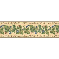 a wallpaper border with leaves and berries