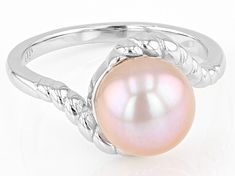 9mm Pink Cultured Freshwater Pearl Rhodium Over Sterling Silver Ring. Measures approximately 7/16" L x 5/16" W and is not sizeable. Colors, shapes, and sizes may vary. Pink Rings, Pink Pearl Ring, Rings Pearl, Broken Chain, Pearl Strands, Pearl Types, Pink Pearl, Types Of Rings, Pearl Ring