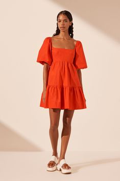 Amada Square Neck Tiered Mini Dress | Hibiscus | Dresses | Shona Joy – Shona Joy International Square Neck Short Dress, Vacation Hair, Spring Paris, Square Neck Mini Dress, Vacation Hairstyles, Tiered Mini Dress, Diy Clothes Design, Shona Joy, Late Winter