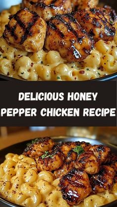 delicious honey pepper chicken recipe with macaroni and cheese