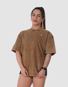 #Color_Chocolate Oversized Acid Wash Urban T-shirt, Oversized Acid Wash T-shirt For Everyday, Urban Oversized Acid Wash Top, Oversized Acid Wash Urban Top, Oversized Urban Acid Wash Top, Sporty Acid Wash Distressed Top, Sporty Acid Wash Soft-washed Tops, Oversized Acid Wash Basic T-shirt, Oversized Cotton T-shirt For Workout