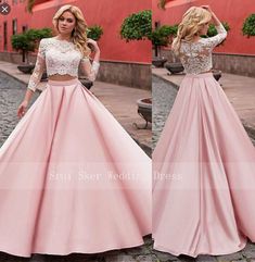 Two Piece Prom Dresses, Two Piece Prom, Prom 2020, Plus Size Prom, Pink Prom Dress, Prom Dresses Two Piece, Long Evening Dress, Dress Sleeve Styles, Pink Prom