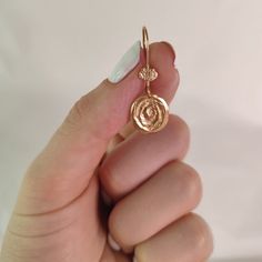 Small Dangle Earrings, Earrings Circle, Solid Gold Earrings, Spiral Earrings, Gold Coin, Etsy Earrings Dangle, Gold Coins, Earrings For Women, Solid Gold